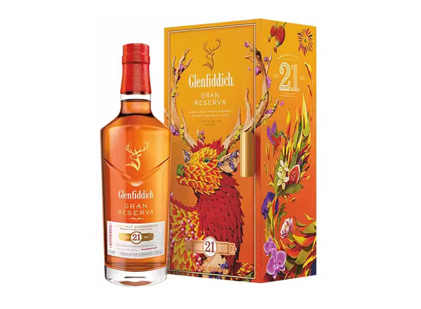 珠海回收格兰菲迪21年700ml福鹿生花新年装福鹿呈祥新春礼盒装Glenfiddich苏格兰威士忌